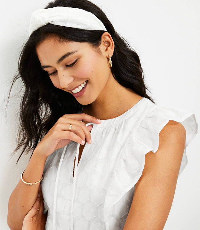 Tall Shimmer Clip Ruffle Tie Neck Dress