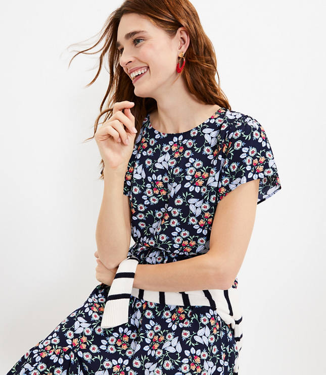 Tall Floral Godet Drawstring Dress