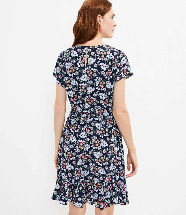 Tall Floral Godet Drawstring Dress