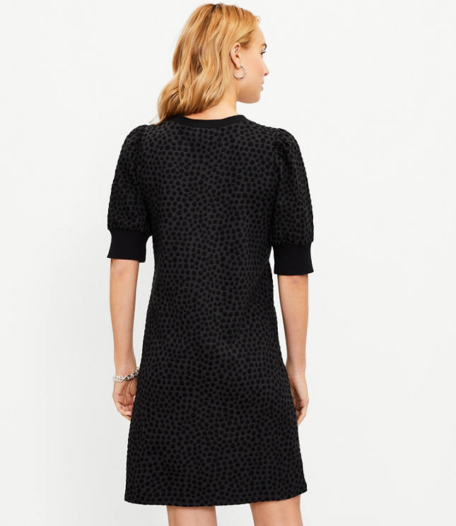 Petite Dotted Puff Sleeve Sweatshirt Dress