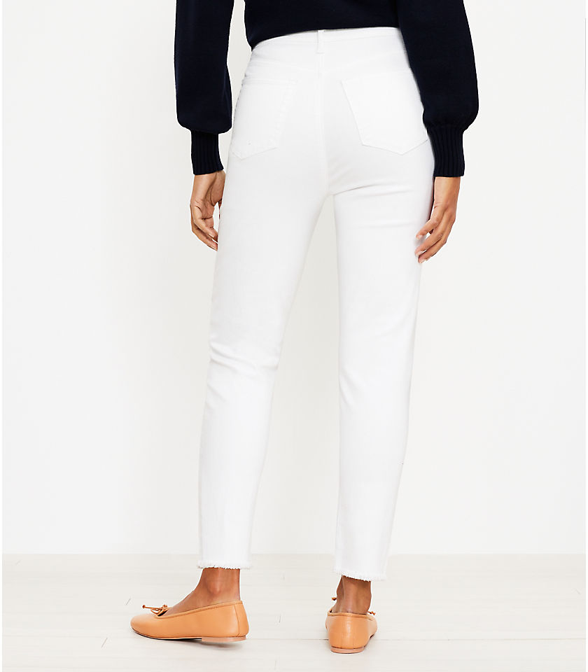 Tall Curvy High Rise Frayed Skinny Jeans in White