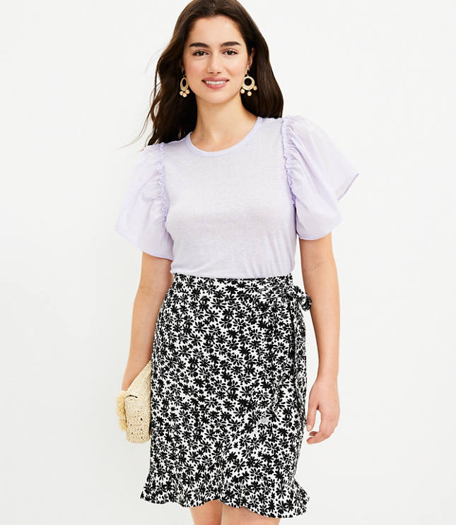 Petite Daisy Ruffle Wrap Skirt