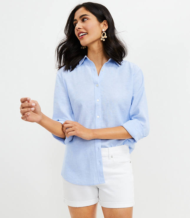 A.n.a Plus Linen Womens Short Sleeve Regular Fit Button-Down Shirt