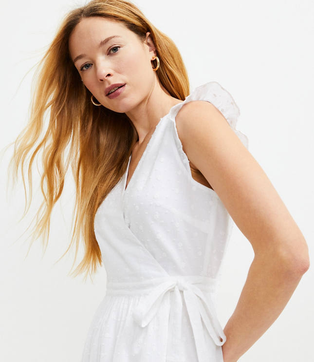 Petite ruffle wrap clearance dress