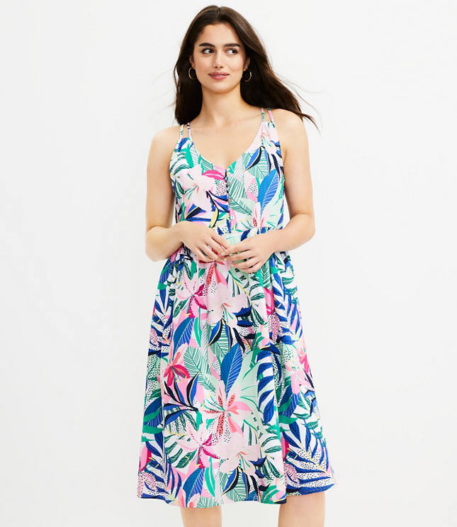 Loft Palm Double Strap Midi Dress