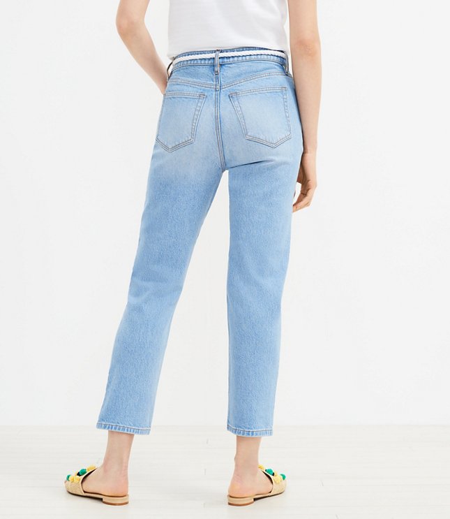 High Rise Straight Crop Jeans in Light Authentic Indigo Wash