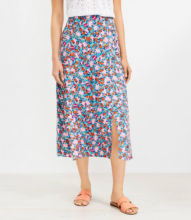 Petite Daisy Side Slit Midi Skirt