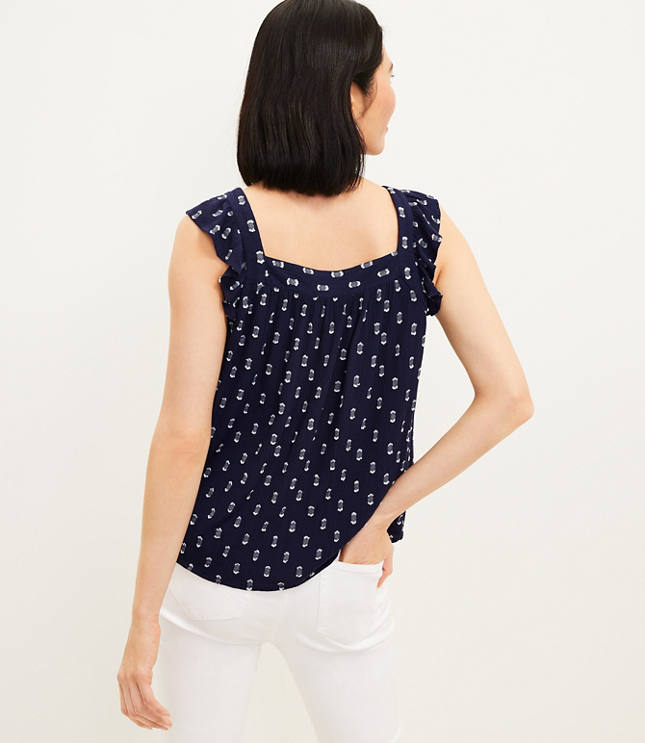 Clip Textured Ruffle Square Neck Top