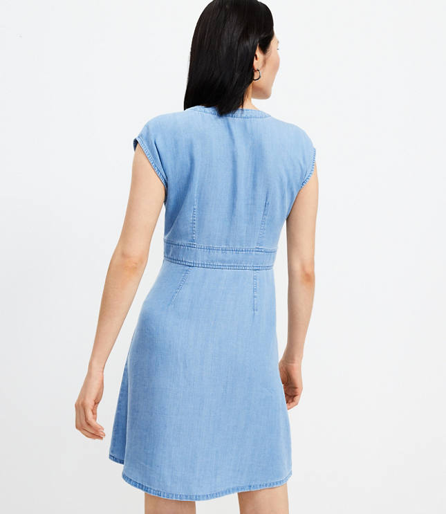 Tall Chambray Button Flare Dress