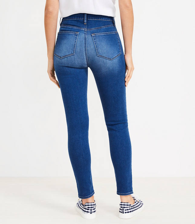 Petite Curvy High Rise Skinny Jeans in Bright Mid Indigo Wash