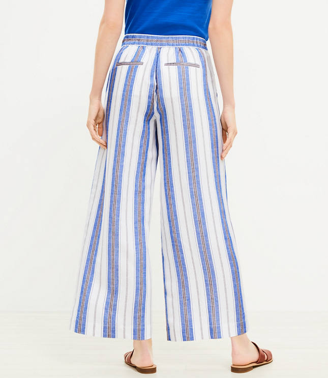 Urban Outfitters Blue Striped Linen Blend Chance Wide Leg Pants | Women's S