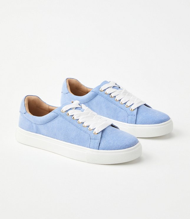 Chambray Lace Up Sneakers | LOFT