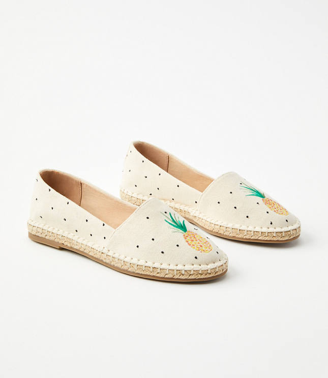 Loft Pineapple Embroidered Espadrille Flats