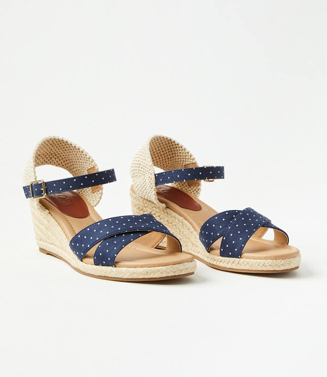 Loft Dotted Criss Cross Espadrille Wedge Sandals