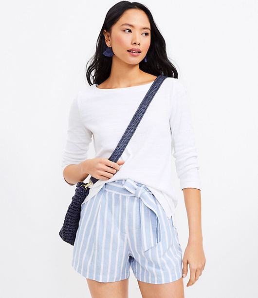 Loft Petite Paperbag Shorts in Stripe