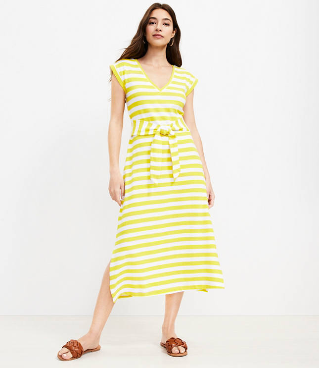 Striped tie outlet waist dress