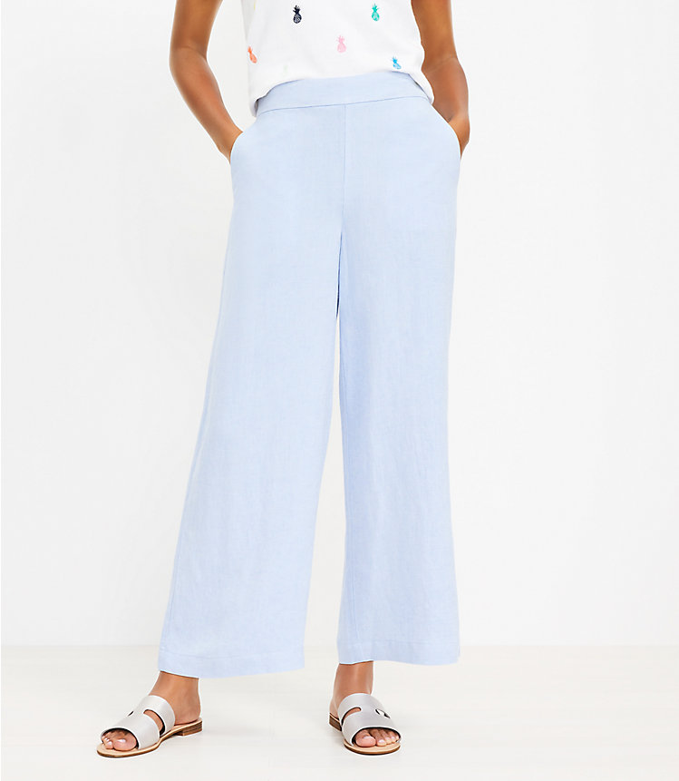 Tall Fluid Wide Leg Crop Pants in Chambray image number 0