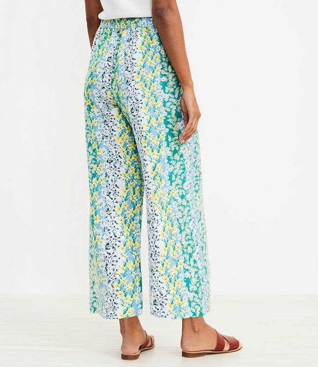 Petite Fluid Wide Leg Crop Pants in Lemon