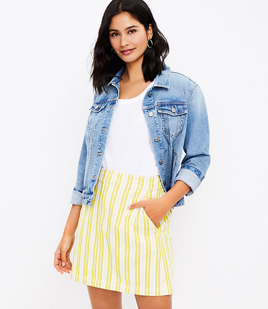 Loft Petite Striped Pocket Shift Skirt