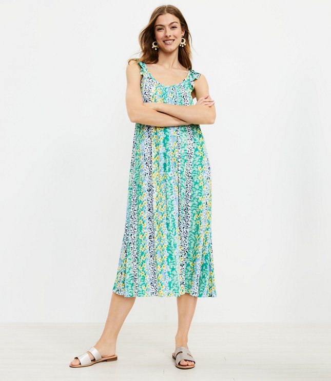 Floral Tie Strap Tiered Maxi Dress