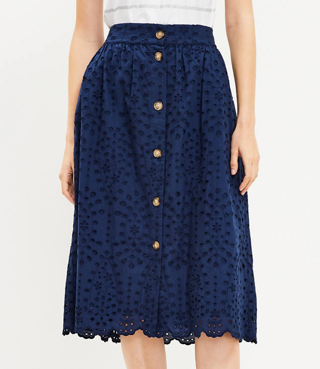 Navy blue shop eyelet skirt