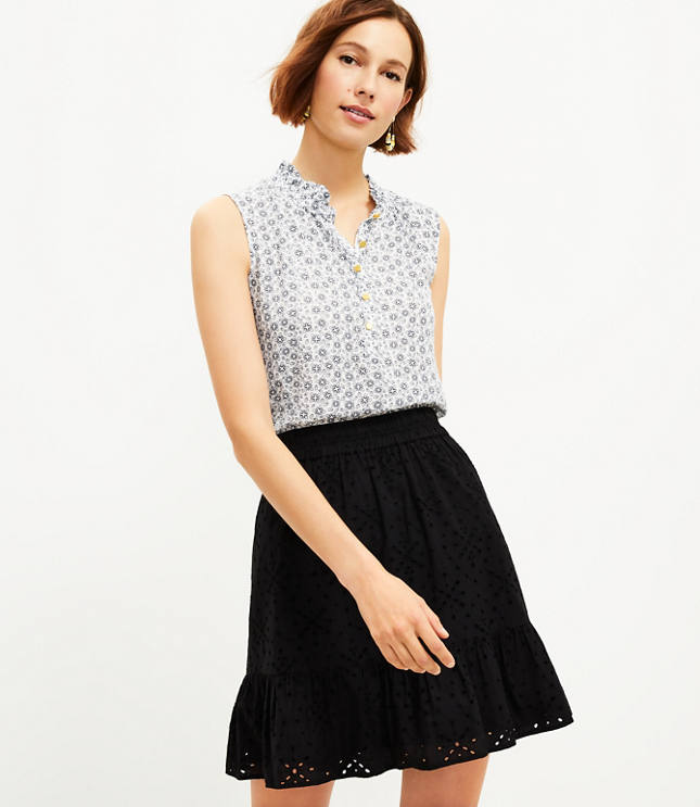 Eyelet Flounce Skirt LOFT