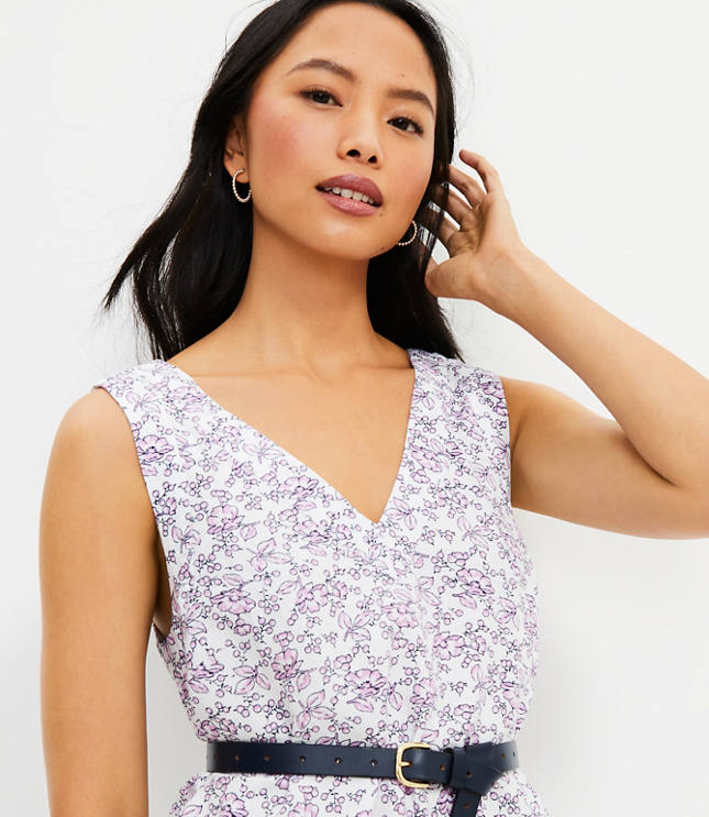 Floral Double V Flounce Dress