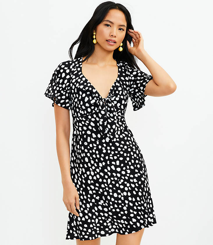 Summer Dot Women T-Shirt Short Flared Long Polka Dress Maxi Sleeve