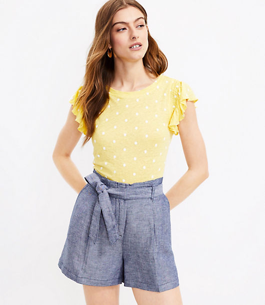 Loft Petite Paperbag Shorts in Chambray