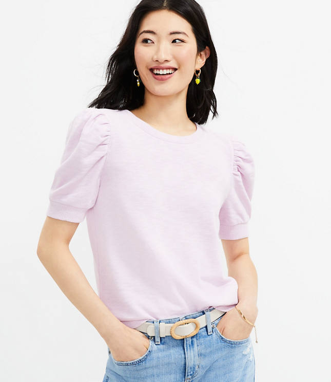 Puff sleeve discount sweatshirt short sleeve