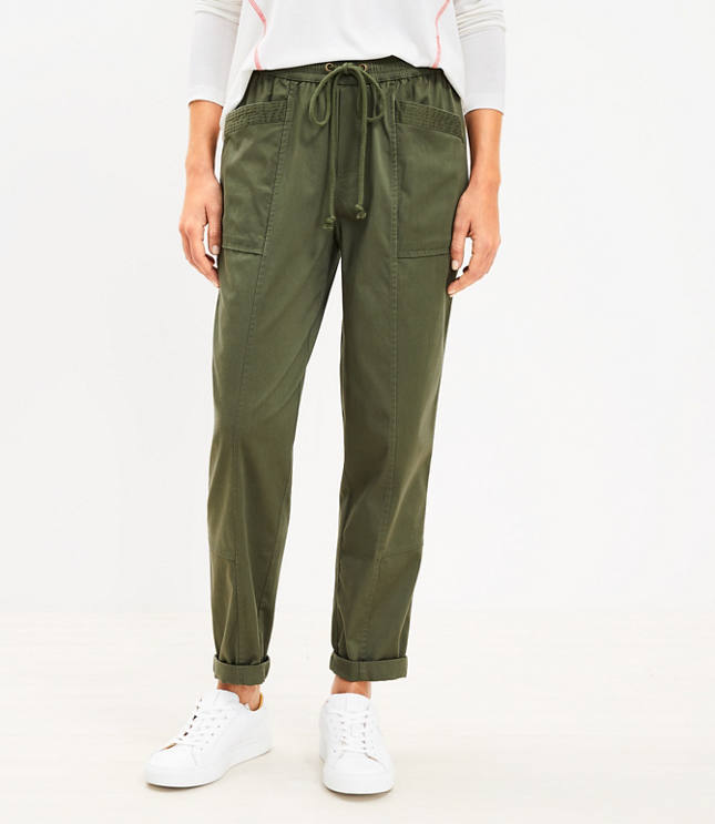 Lyocell Blend Cargo Pants - Greige - Ladies