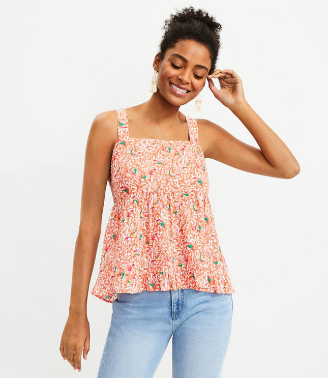 Red Flowered Peplum Tank – Loft 32 West