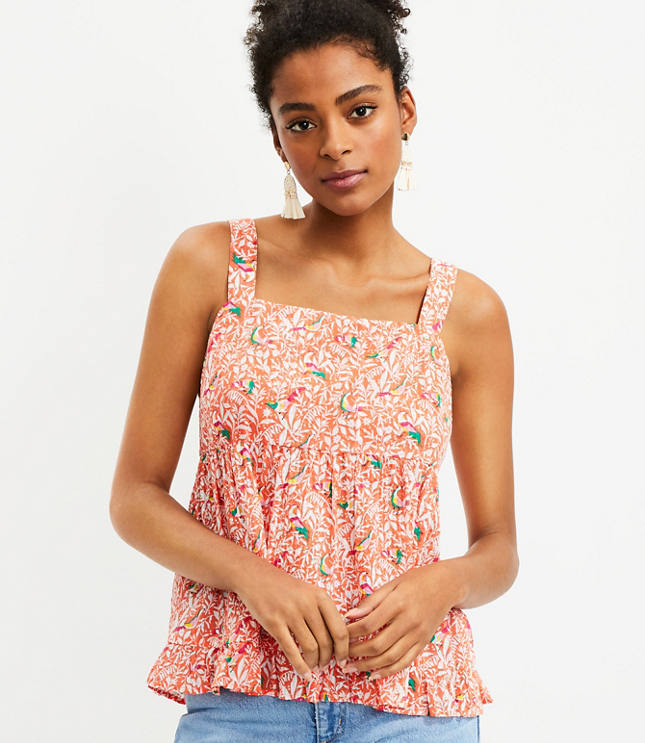 Petite Bird Tie Back Peplum Cami