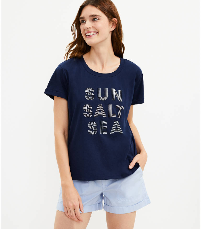 로프트 티셔츠 LOFT Lou &amp; Grey Sun Salt Sea Oversized Softserve Tee,Sailor Navy