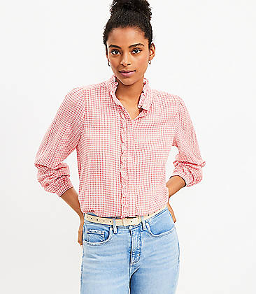 Womens Clothing Tops Shirts Boohoo Relaxed Fit Gingham Shirt & Shorts Set in Pink 