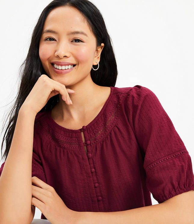 Henley Puff Sleeve Top