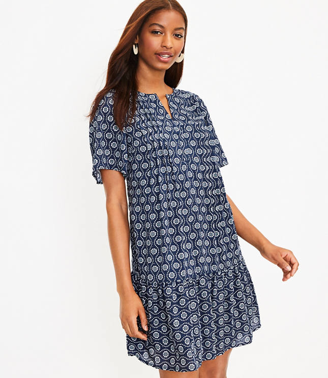 Loft Pintucked Flounce Dress