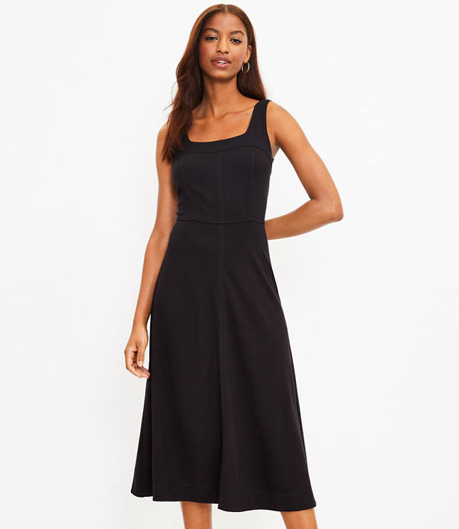 Square neck 2025 midi dress