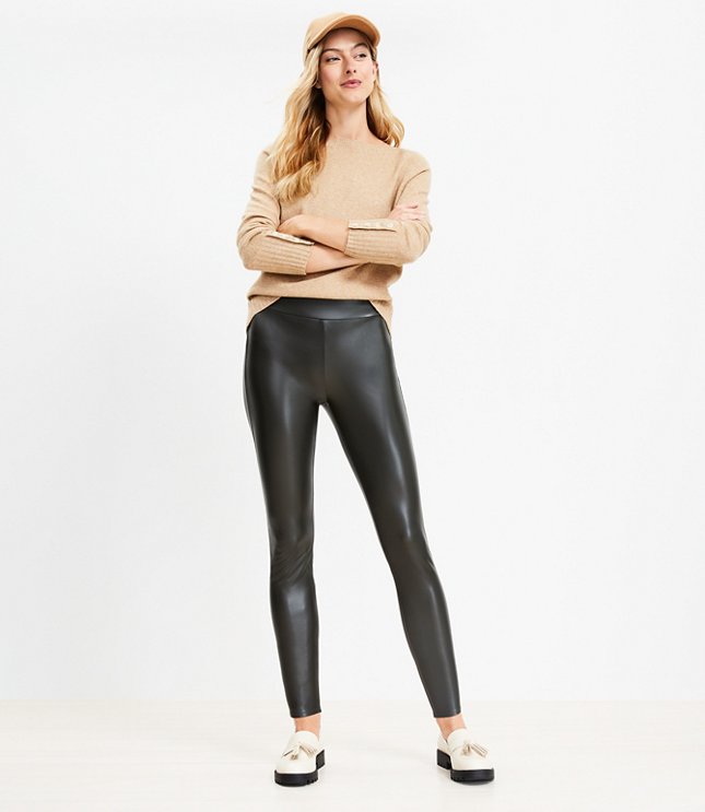 LOFT, Pants & Jumpsuits, Xs Loft Leather Leggings Half Leather Black