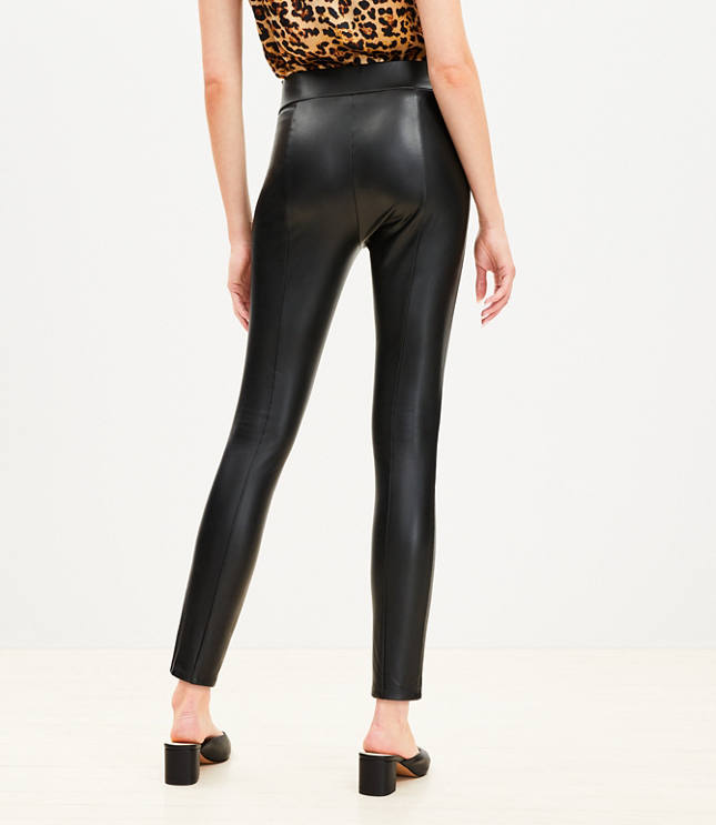 Pieces Petite high waist faux leather pants in brown