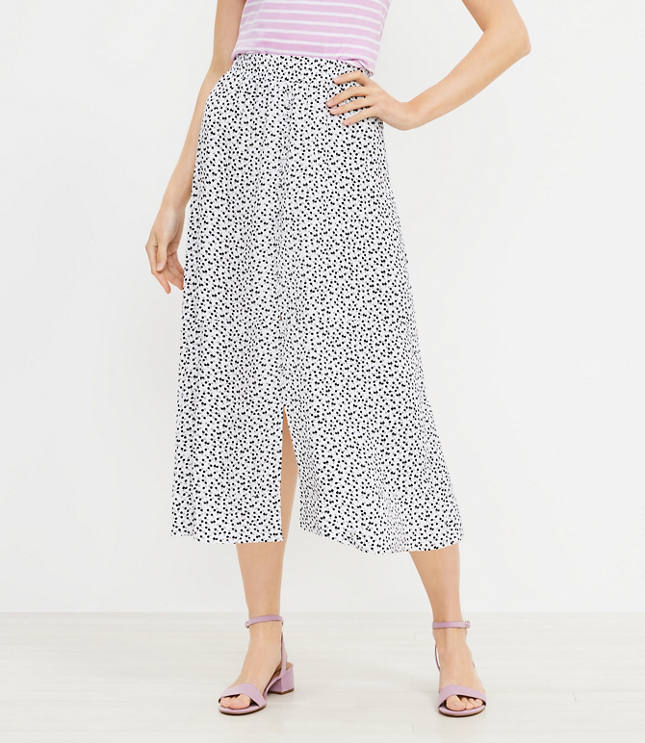 Petite Floral Button Pull On Midi Skirt