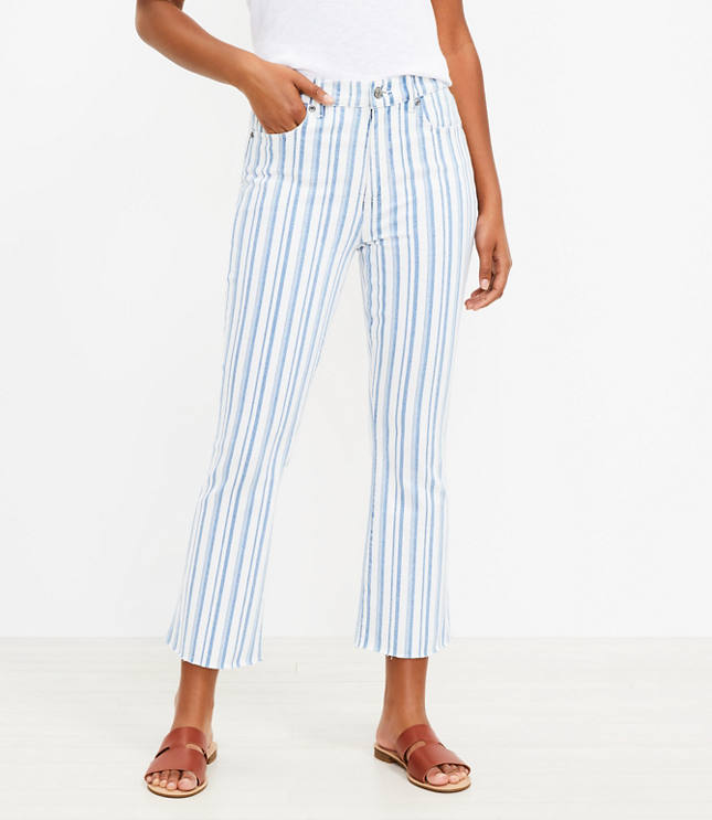 Petite Fresh Cut High Rise Kick Crop Jeans in Stripe