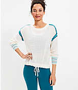 Lou & Grey Striped Pointelle Drawstring Sweater carousel Product Image 1
