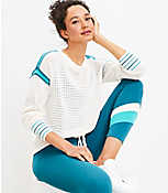 Lou & Grey Striped Pointelle Drawstring Sweater carousel Product Image 2