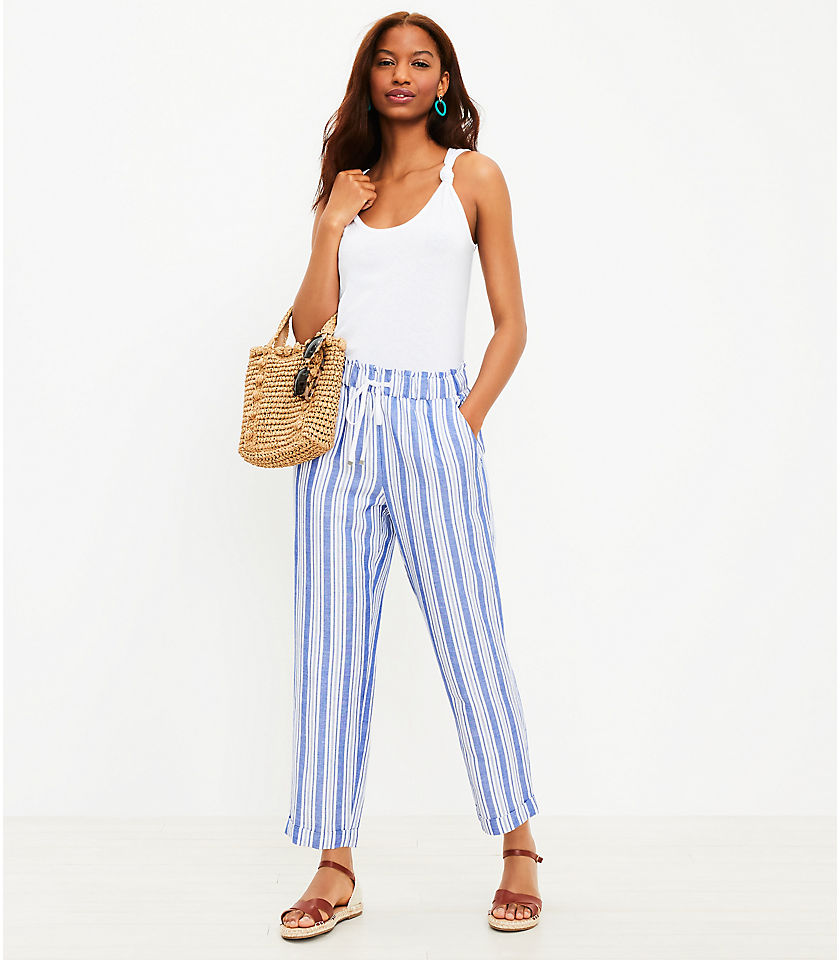 Tall Emory Taper Pants in Striped Linen Blend