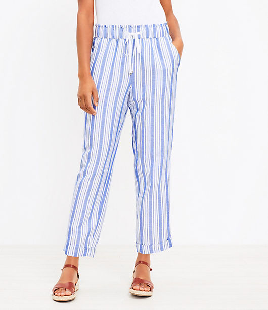 Loft Petite Emory Taper Pants in Striped Linen Blend