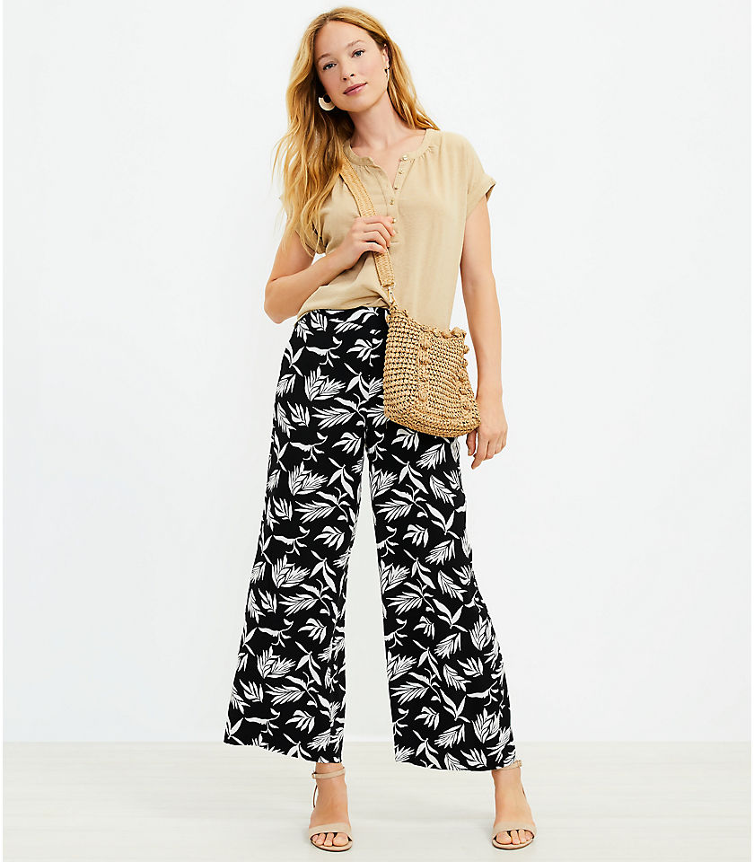Tall Pull On Wide Leg Crop Pants in Palm