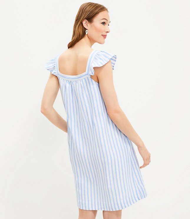 Petite Striped Square Neck Shift Pocket Dress