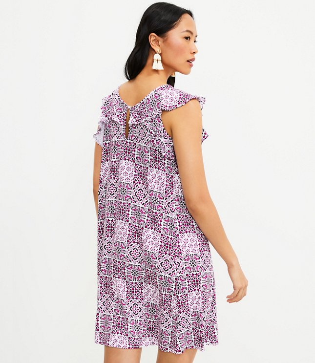 Petite Tiled Ruffle V-Back Swing Dress