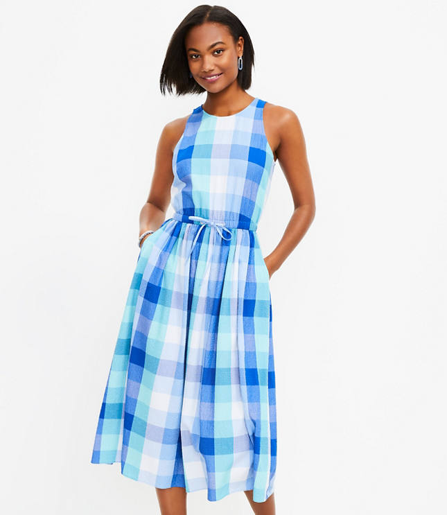 Petite shop plaid dress